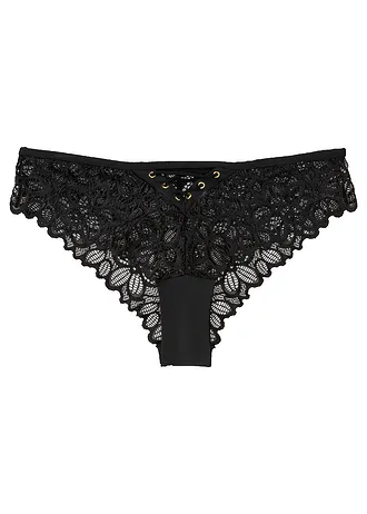 Brazilian slip van sierlijk kant, Kleur: zwart