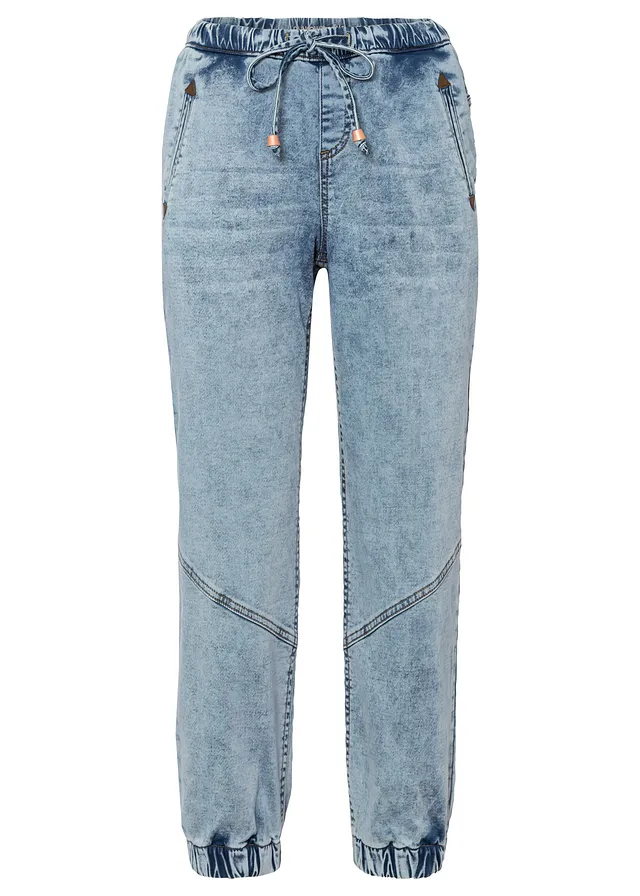 Strečové joggingové džíny, Mid Waist • modrá washed • bonprix obchod