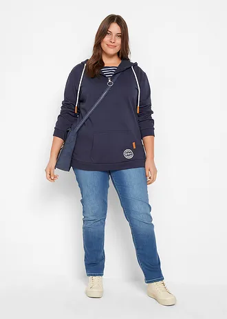 Hoodie in layerlook, Kleur: donkerblauw