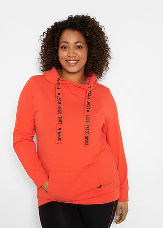 Hoodie van een zachte viscosemix, Kleur: bloedsinaasappel
