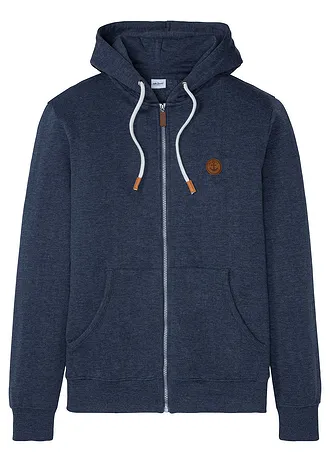 Sweatvest met capuchon en imitatieleleren details