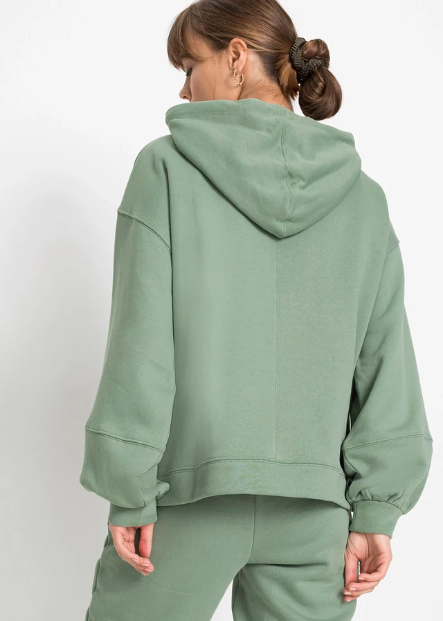 Sweat à capuche oversize en coton mélangé doux, Couleur: vert fumé