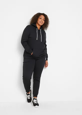 Joggingpak in een katoenmix (2-dlg. set), Kleur: zwart