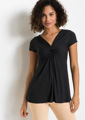 T-shirt en viscose extensible, Couleur: noir