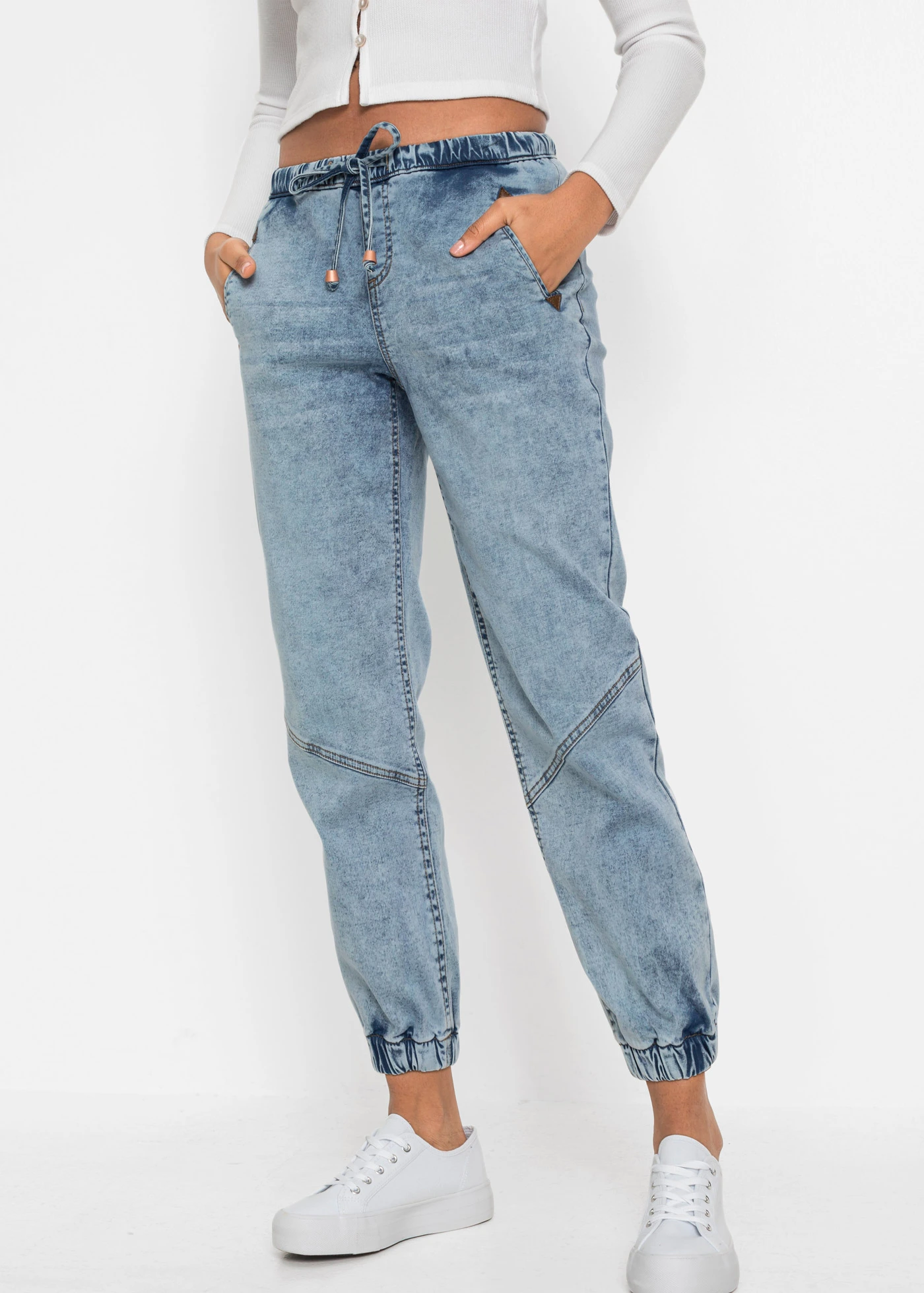 Stretch jegging • blauw washed • bonprix online shop