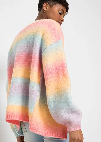 Grof gebreide trui van zachte wolmix • lichtblauw-roze-geel-paars • bonprix online shop