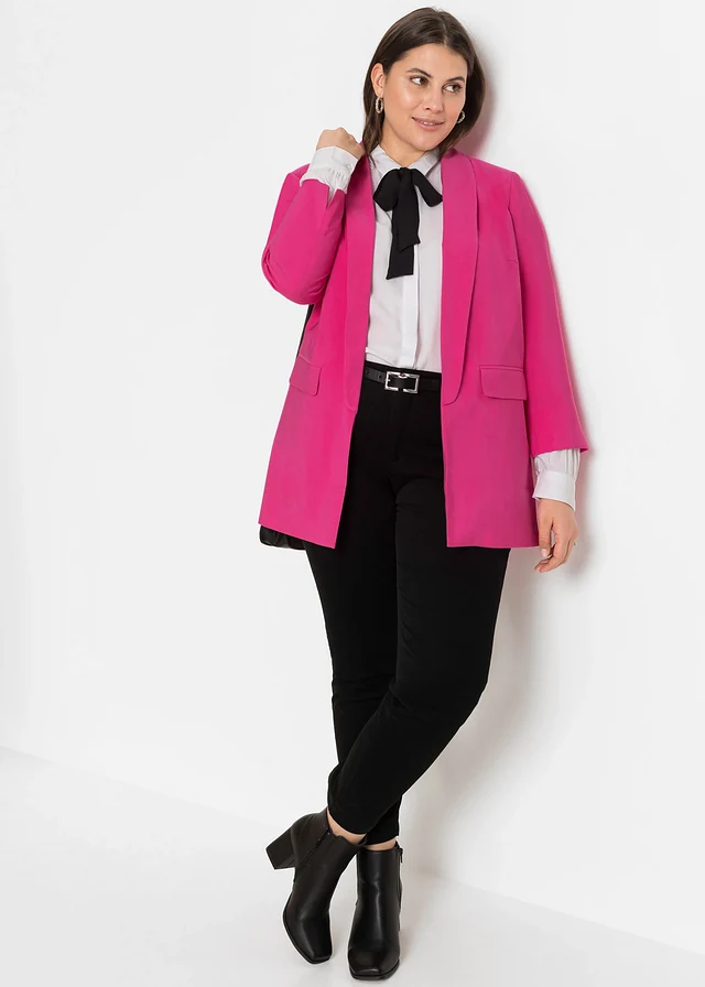 Lange blazer in een viscosemix, Kleur: pinklady