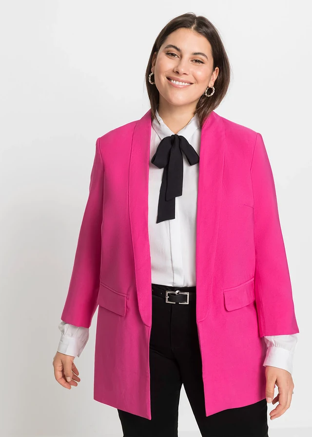 Lange blazer in een viscosemix, Kleur: pinklady