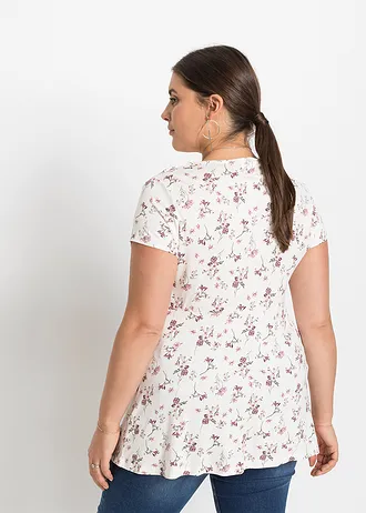 T-shirt en viscose extensible, Couleur: blanc floral