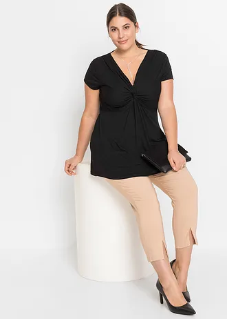 Shirt in een viscosemix, Kleur: zwart