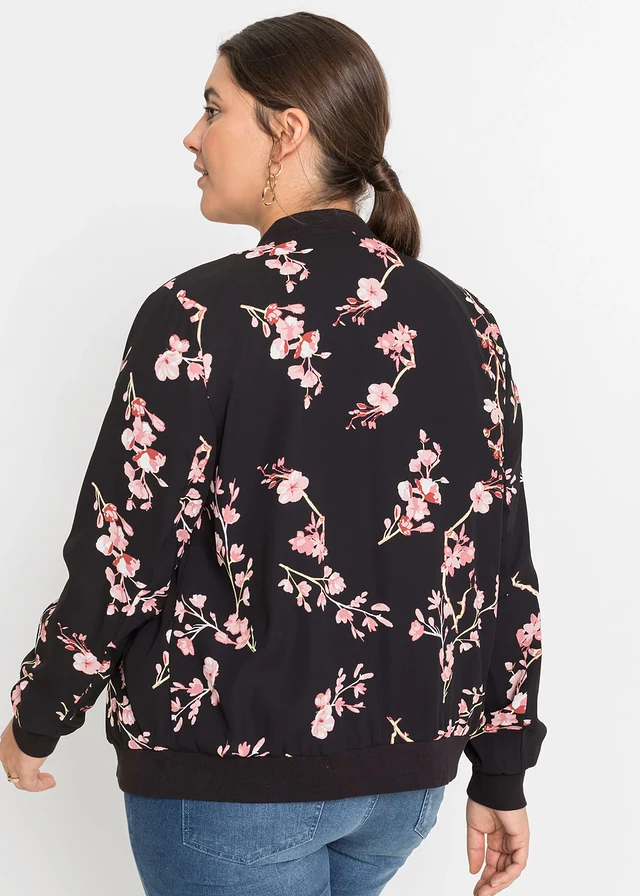 Blouson court, Couleur: noir/rose floral