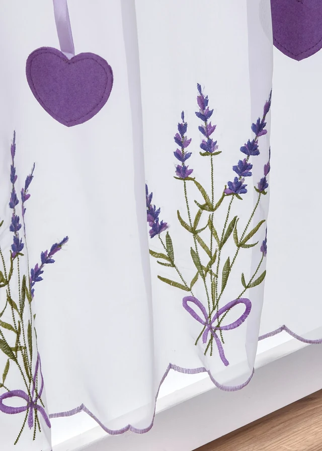 Valletje met lavendelborduursel, Kleur: wit-paars