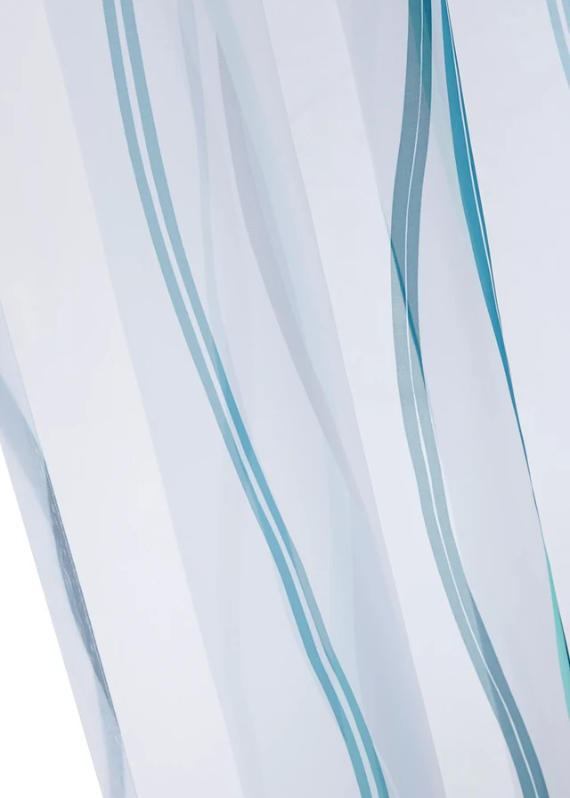 Voilage imprimé vagues (1 pce), Couleur: pétrole/blanc
