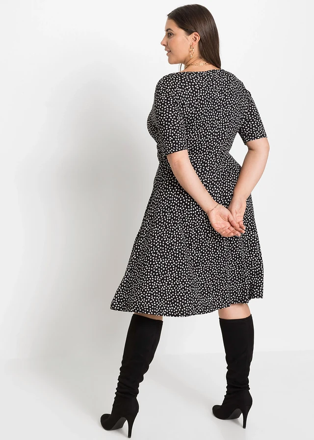 Robe drapée en jersey viscose doux, Couleur: noir/blanc graphique