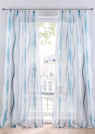 Voilage imprimé vagues (1 pce) • pétrole • Boutique bonprix