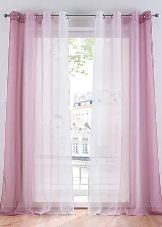 Gordijnen met gerecycled polyester en kleurverloop (set van 2)