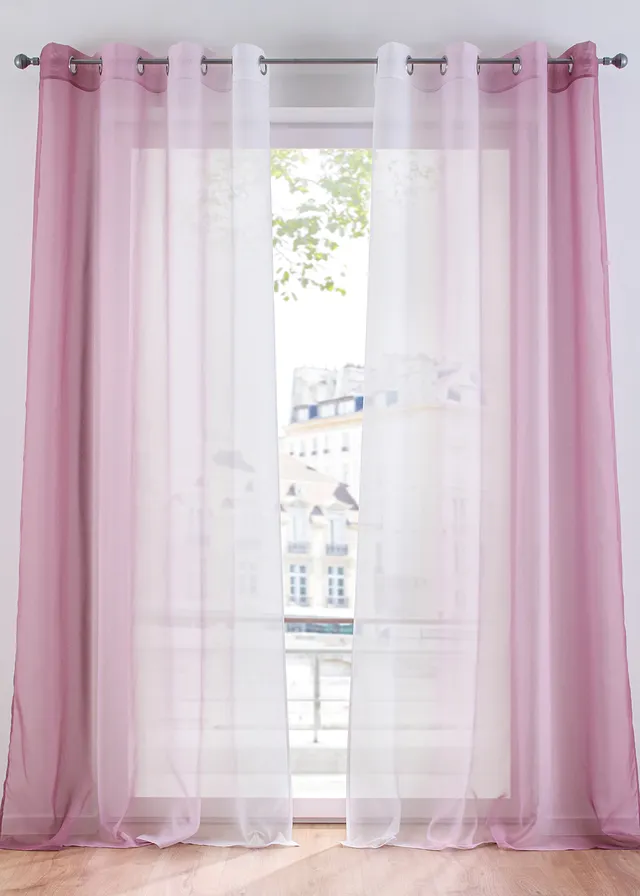 Lot de 2 voilages en tissu léger, aussi en XXL • mauve • Boutique bonprix