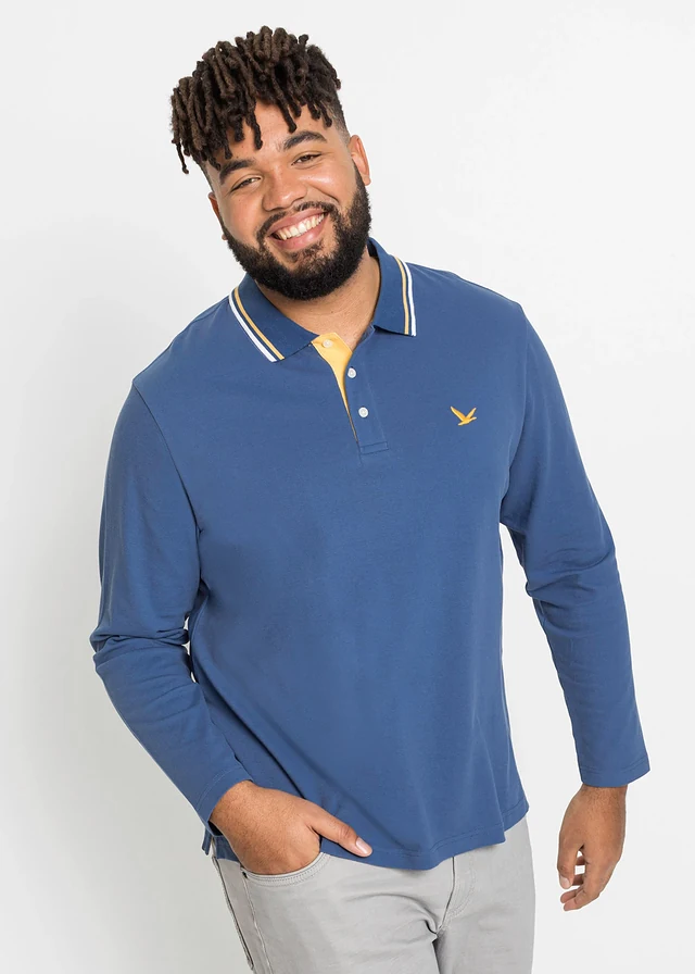 Lot de 2 polos 100% coton, Couleur: indigo clair + gris vert