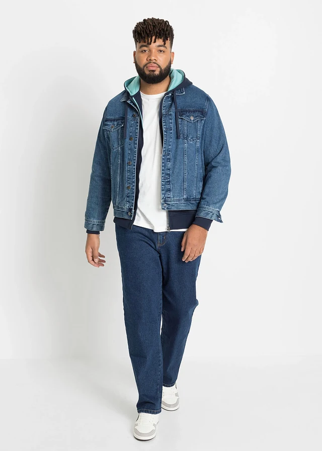 Jean droit classique, Couleur: bleu foncé denim