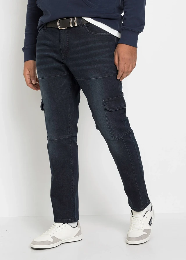 Strečové cargo džíny Slim Fit, Straight, barva: tmavě modrý denim used