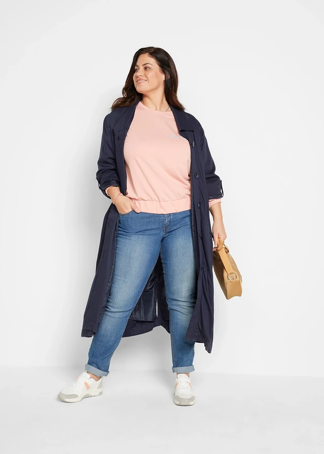 Skinny stretch jeans, mid waist, Kleur: blauw denim used