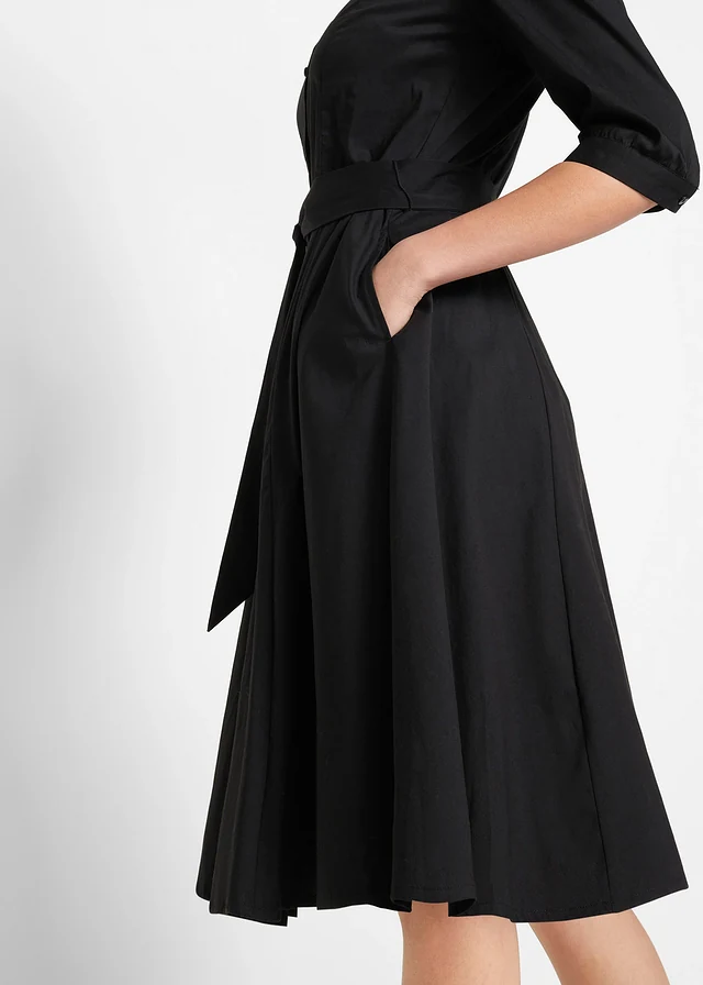 Robe-chemise avec dentelle et lien à nouer • noir • product-page.page-title-suffix