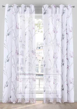 Voilage en tissu léger (1 pce) • blanc-rose-gris floral • Boutique bonprix