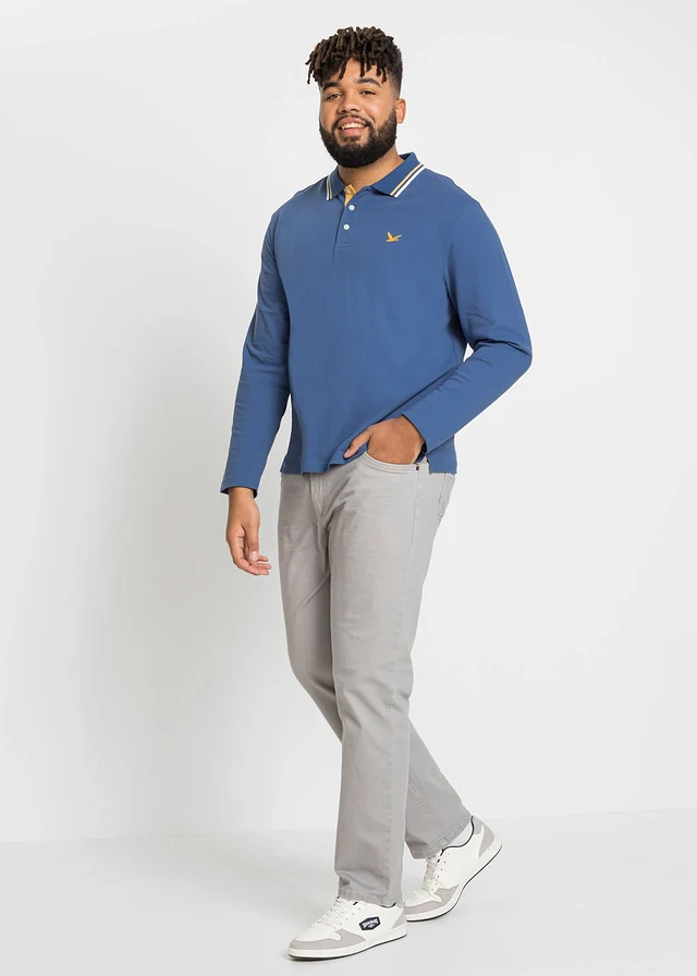 Poloshirt van puur biologisch katoen (set van 2), Kleur: lichtindigo+grijsgroen