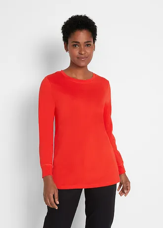 Longshirt met ronde hals, lange mouwen (set van 5), Kleur: zwart+aardbeirood+lichtgrijs gemêleerd+wit+donkerblauw