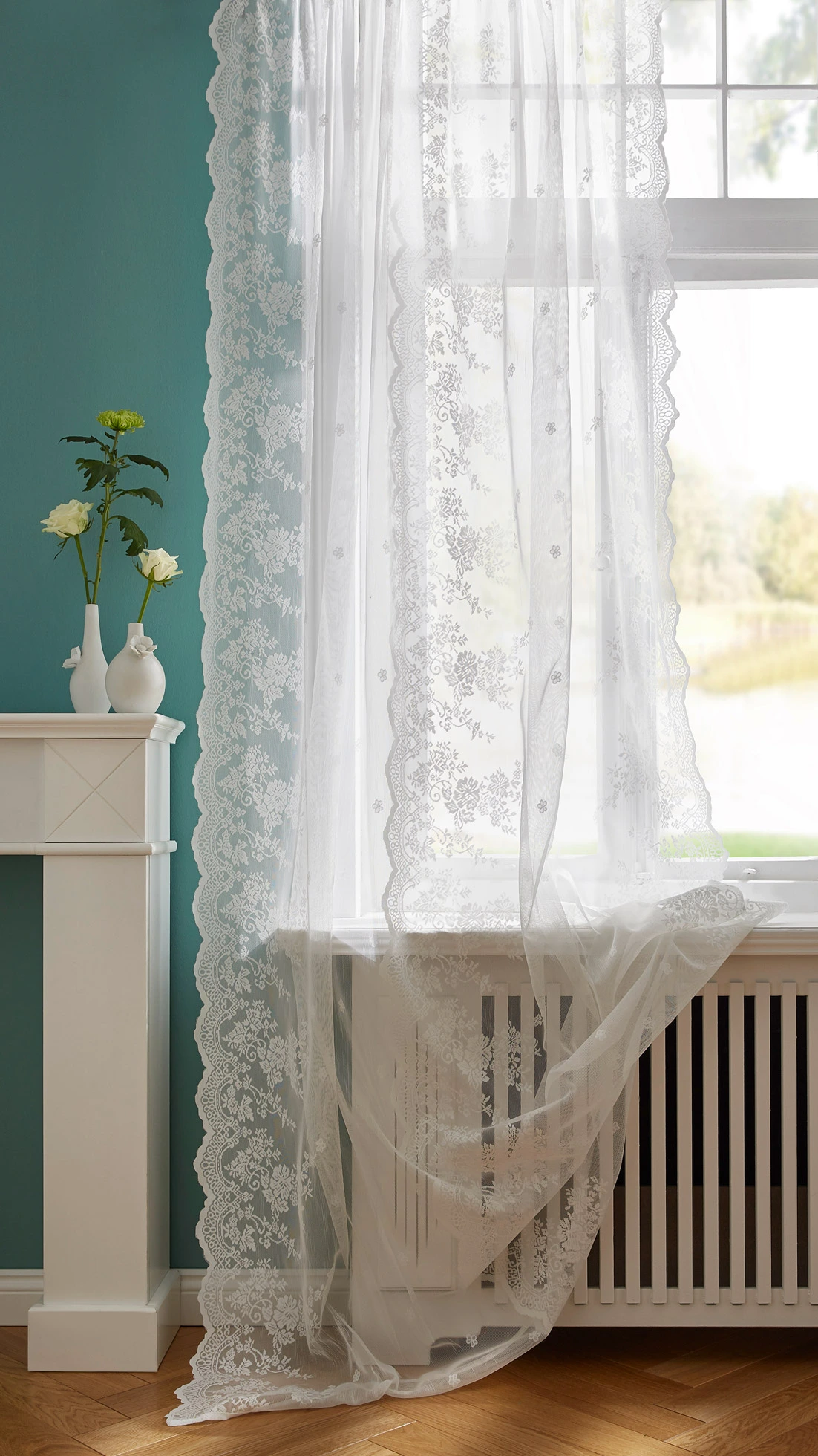 Záclona s květinovou výšivkou (1 ks v balení) • bílá • bonprix obchod