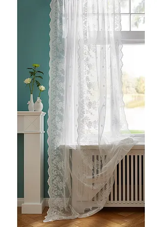 Záclona s květinovou výšivkou (1 ks v balení) • bílá • bonprix obchod