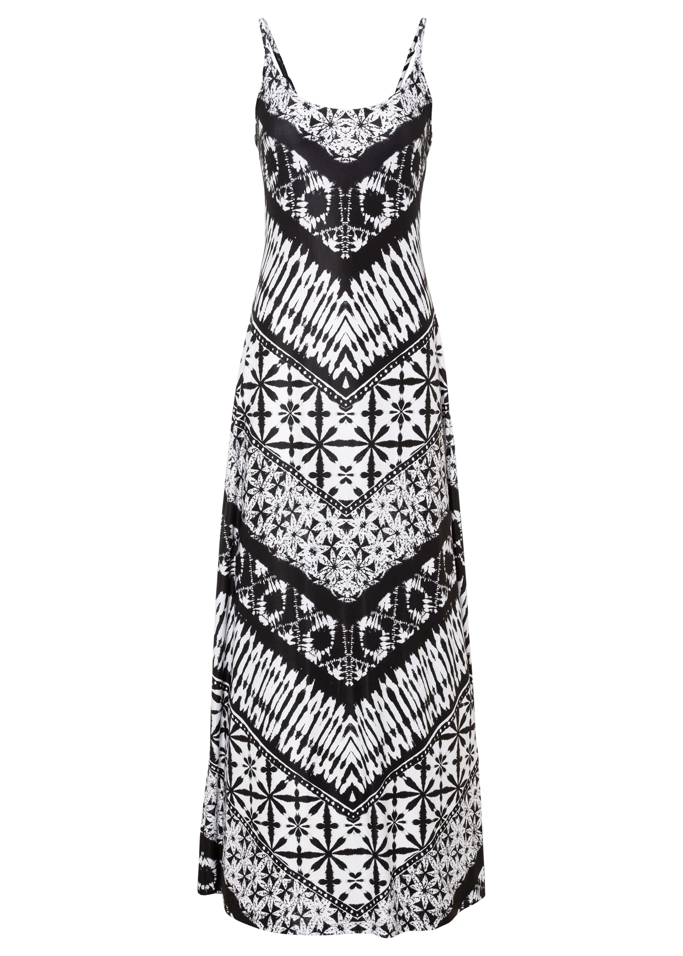 Robe longue imprimée • noir-blanc imprimé • Boutique bonprix