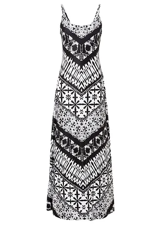 Robe longue imprimée • noir-blanc imprimé • Boutique bonprix