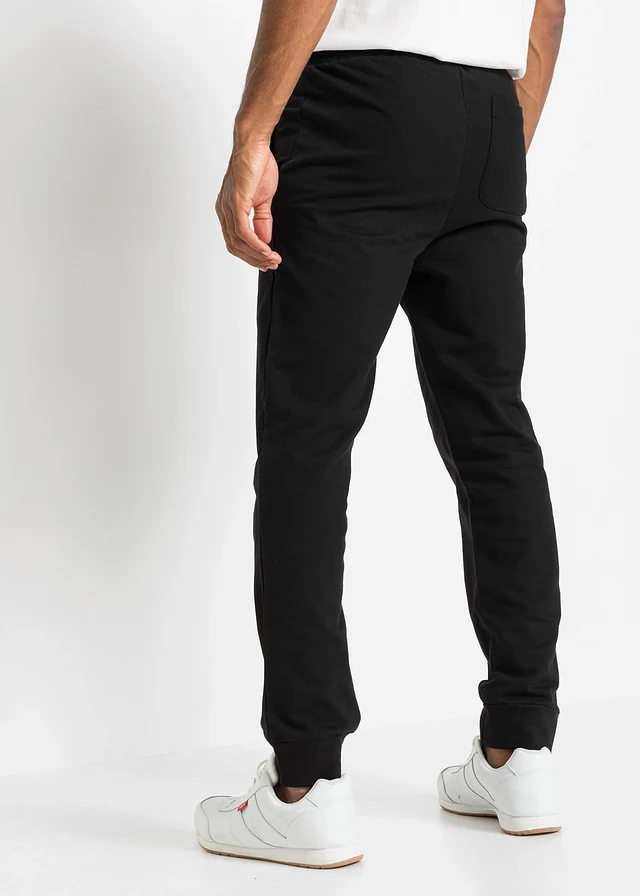 Pantalon de jogging à détails contrastants, 100% coton, Couleur: noir