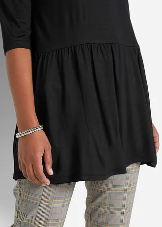 Viscose longshirt met volant • zwart • bonprix online shop