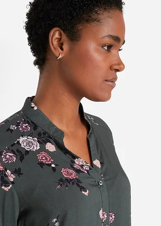 Lange blouse van soepele viscose • eucalyptusgroen gebloemd • bonprix online shop
