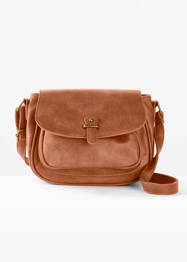 Petit sac à bandoulière avec boucle, Couleur: cognac