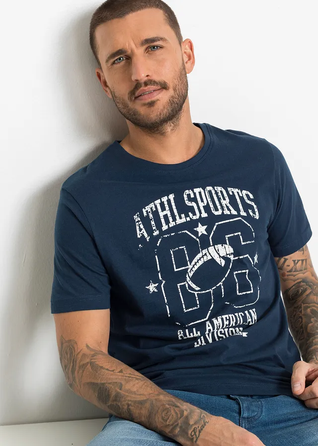 T-shirt (set van 2) in regular fit • donkerblauw+grijs gemêleerd met print • product-page.page-title-suffix