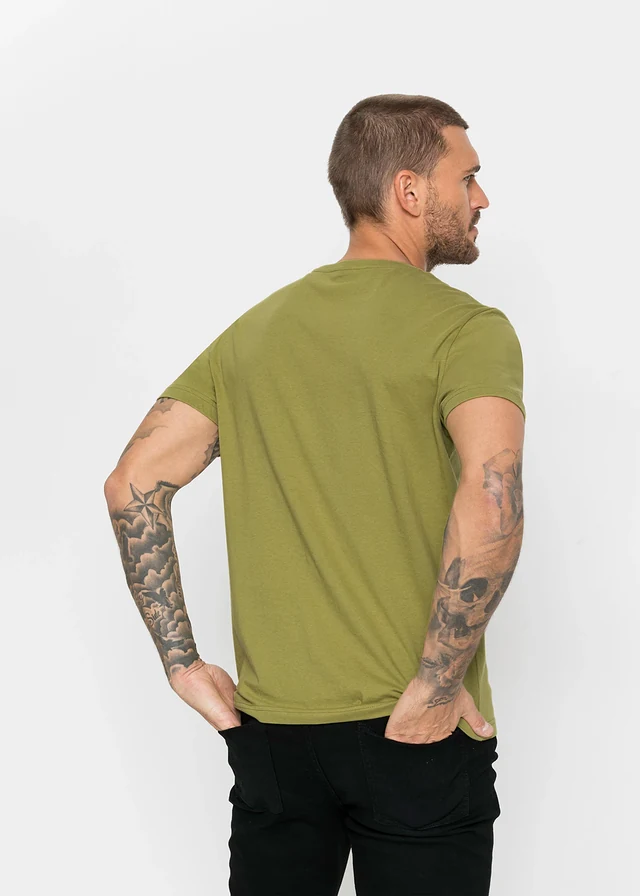 Lot de 3 T-shirts, Couleur: olive foncé + gris chiné + olive doré