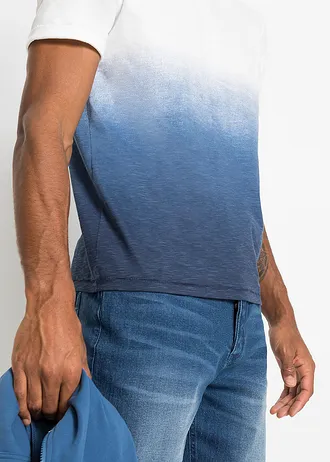 T-shirt van puur katoen, slim fit • wit-donkerblauw • bonprix online shop