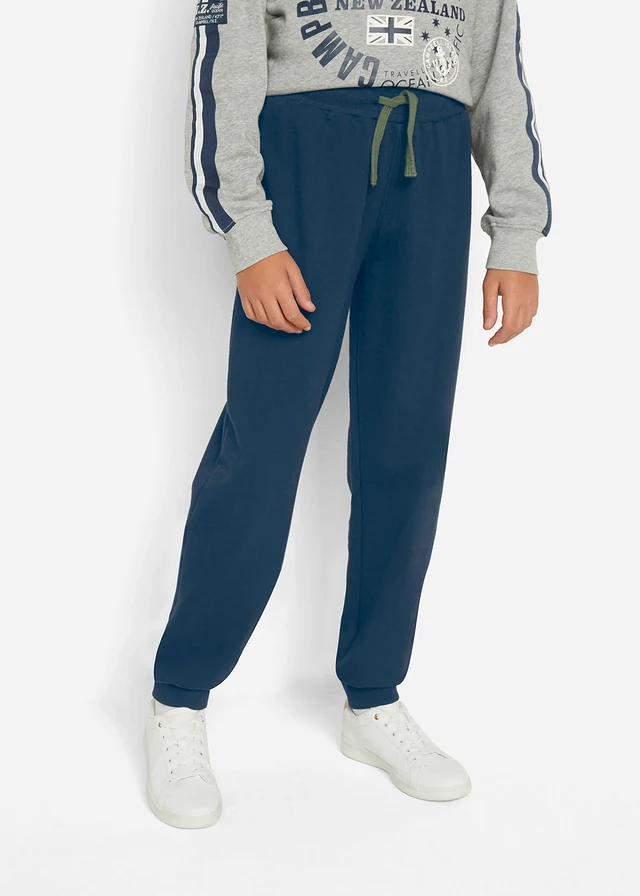Sweatpants van katoen (set van 2), Kleur: donkerblauw+donkerkaki