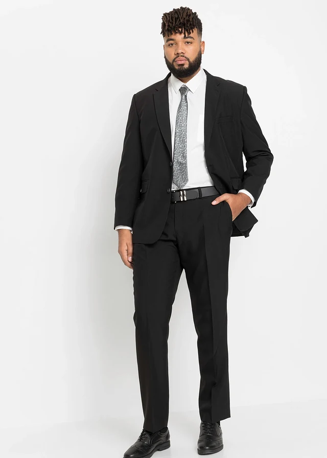 Costume 4 pièces avec chemise et cravate, regular, Couleur: noir