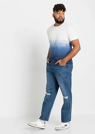 Tričko Slim Fit z čisté bavlny, barva: tmavě modro-bílá