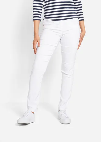 Bengaline stretch broek, straight, Kleur: wit
