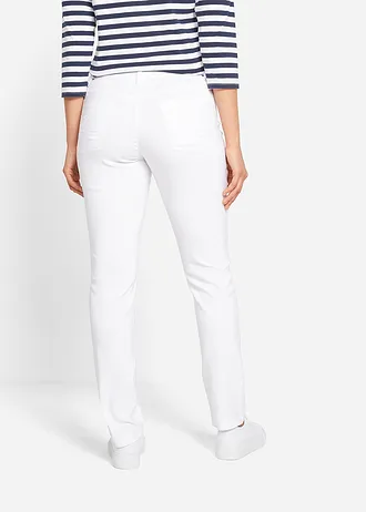Bengaline stretch broek, straight, Kleur: wit