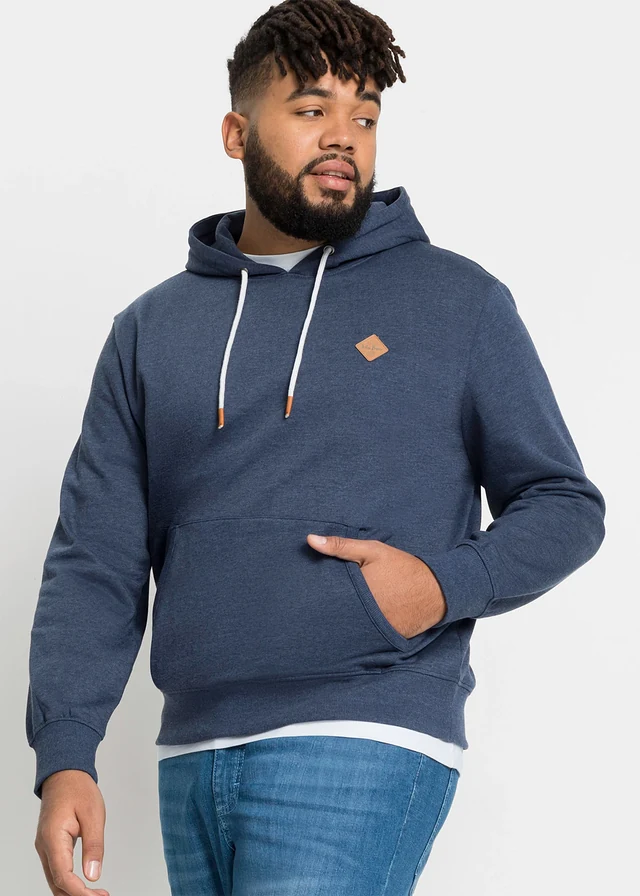 Hoodie, Kleur: donkerblauw gemêleerd