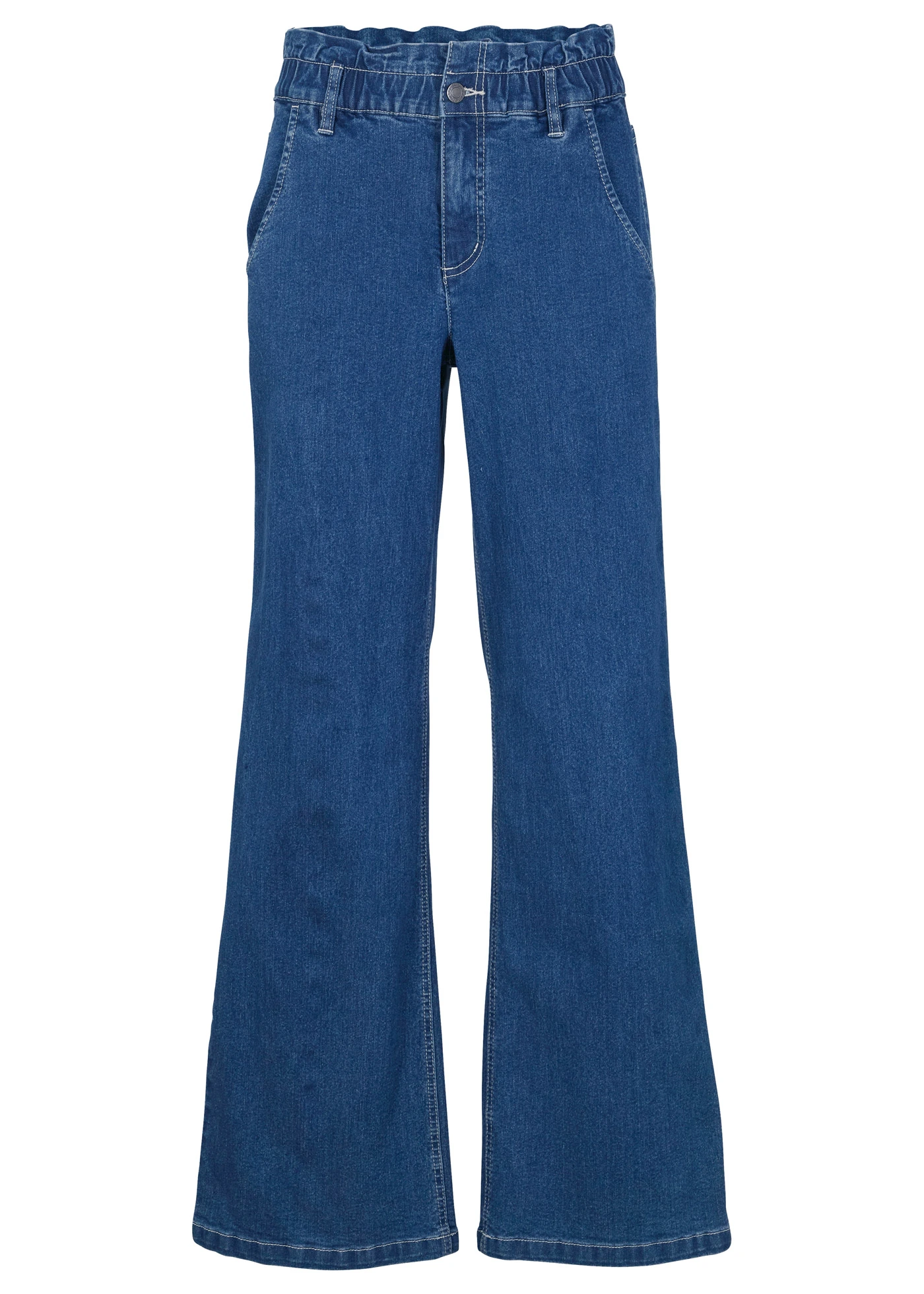 Wide Leg farmer, High Waist, Paperbag • kék denim • bonprix áruház