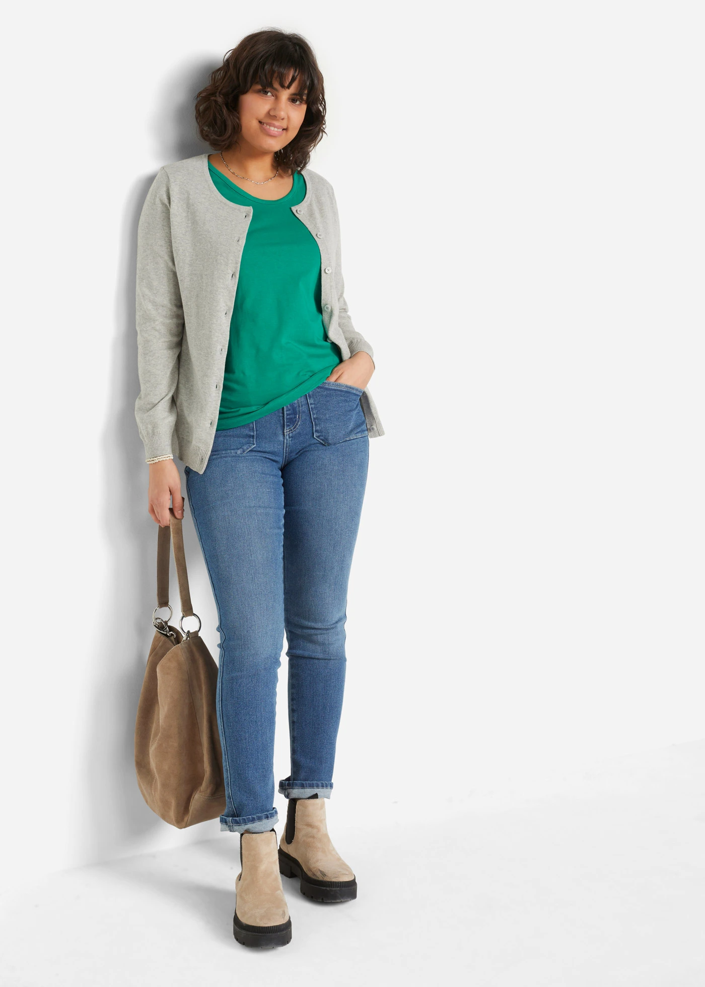 Lot de 5 débardeurs longs 100% coton • émeraude + raisin + fuchsia moyen + blanc + vert menthe • Boutique bonprix