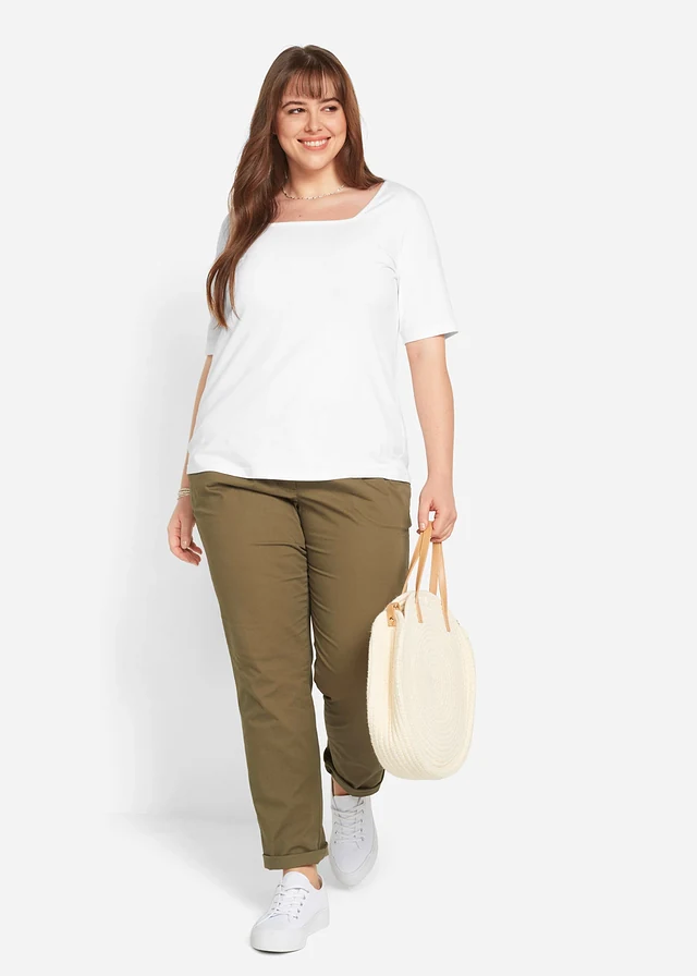 Stretch chino, Kleur: donkerolijfgroen