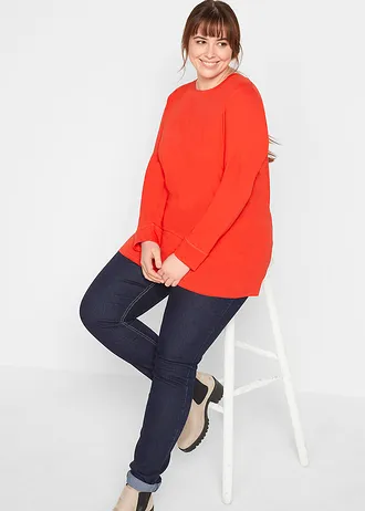 Longshirt met ronde hals, lange mouwen (set van 5), Kleur: zwart+aardbeirood+lichtgrijs gemêleerd+wit+donkerblauw